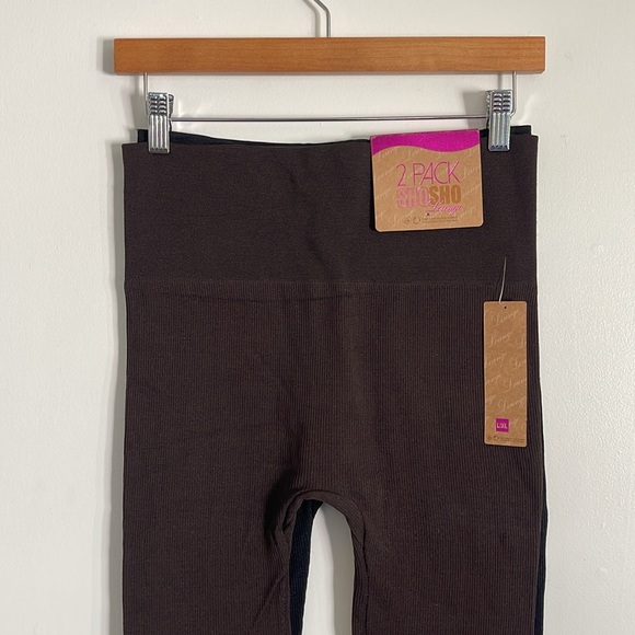 Sho Sho Lounge Black & Brown Seamless High Waisted Casual Leggings 2 Pack Set - Picture 3 of 11